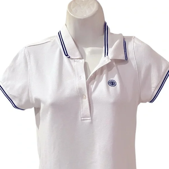 TORY BURCH TECH PIQUÉ POLO Billie Jean King Collection XS - Picture 5 of 9